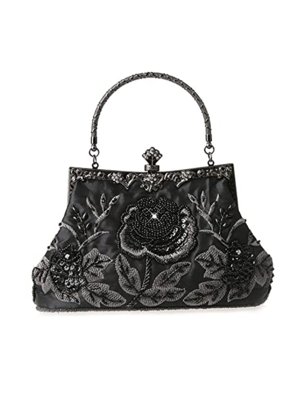 Beaded Rhinestone Clutch Crossbody Evening Bag Vintage Handmade